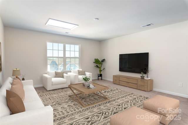 living room with carpet floors