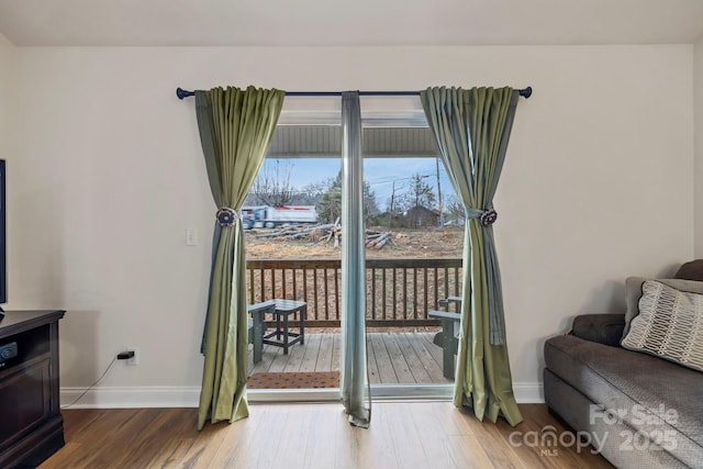 entryway with wood-type flooring