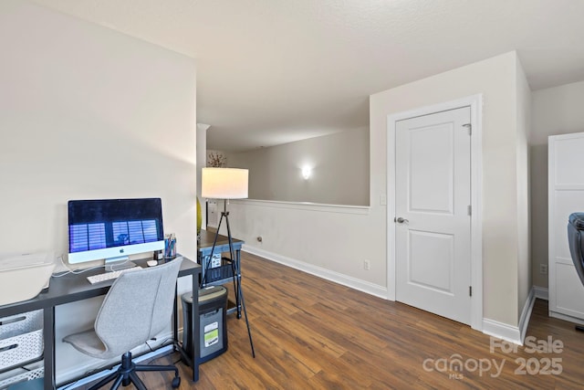 office space with dark hardwood / wood-style floors