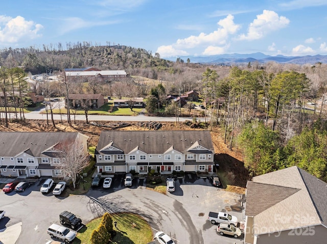 bird's eye view with a mountain view