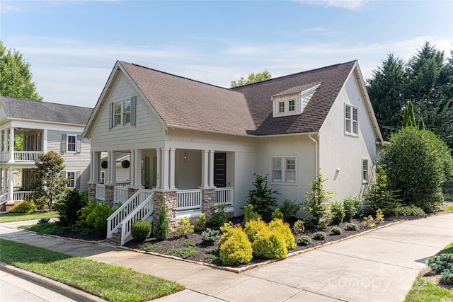 front facade with covered porch