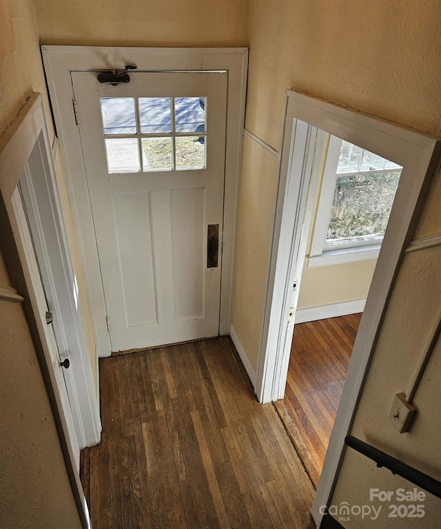 entryway with dark hardwood / wood-style floors