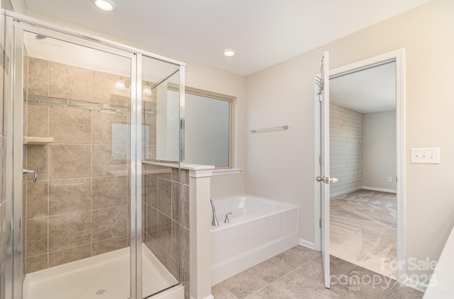 bathroom with independent shower and bath