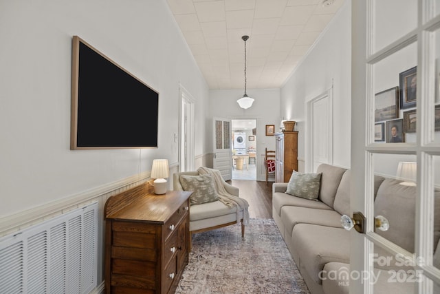 living room featuring light wood-type flooring