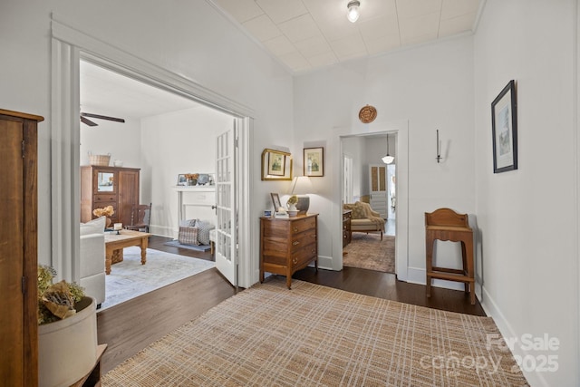 hallway featuring dark hardwood / wood-style floors