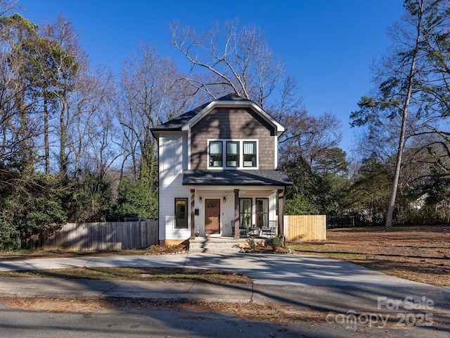 view of front of property with covered porch