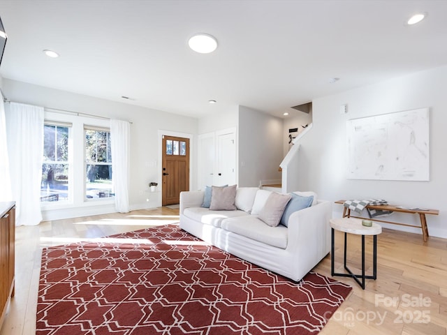 living room with hardwood / wood-style floors