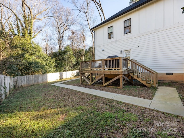 view of yard with a deck