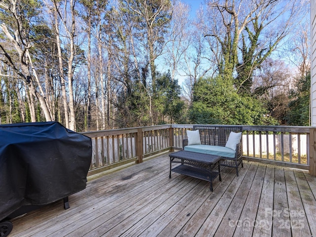 deck featuring area for grilling