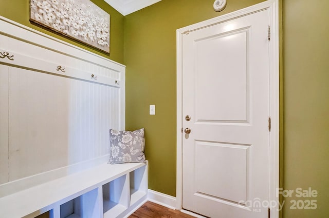 mudroom featuring hardwood / wood-style floors