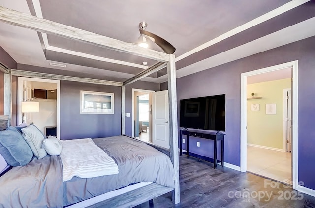 bedroom featuring dark hardwood / wood-style flooring