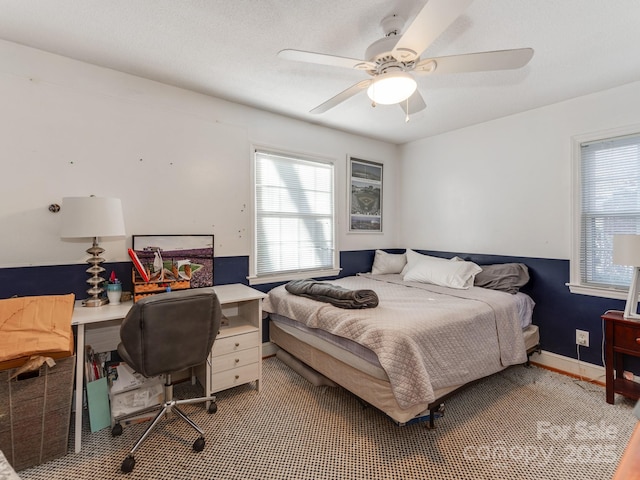 bedroom featuring ceiling fan