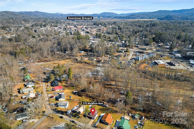 aerial view featuring a mountain view