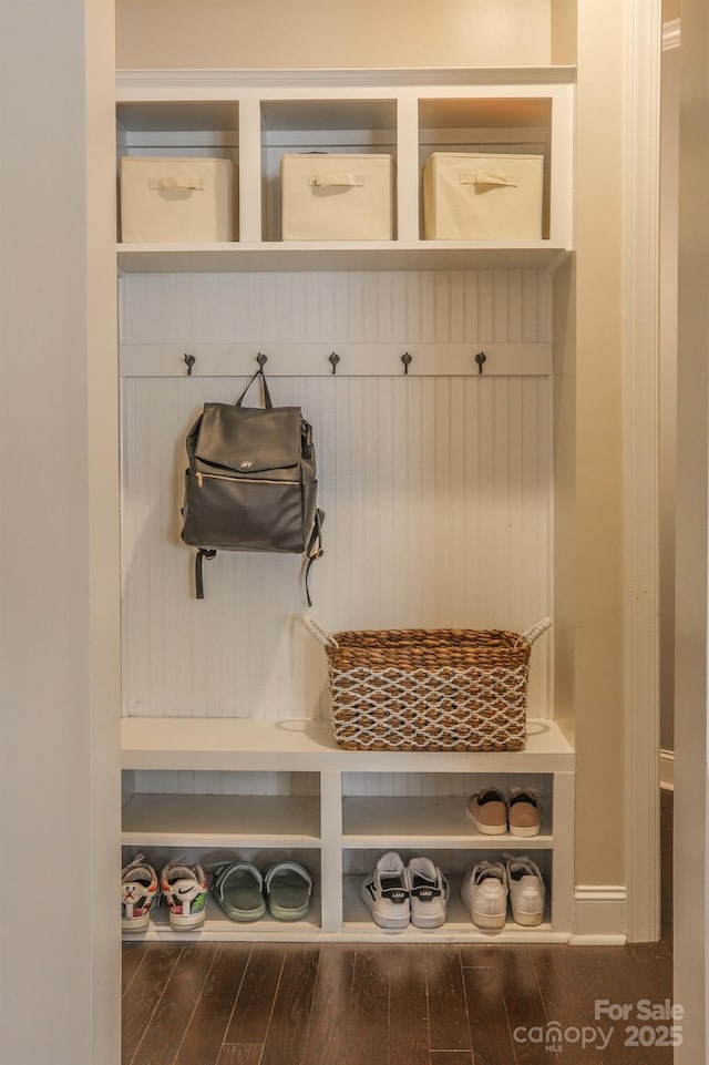 mudroom featuring wood finished floors