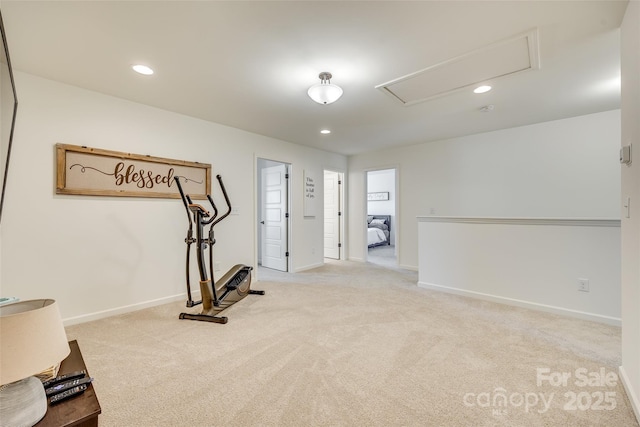 exercise area with carpet flooring