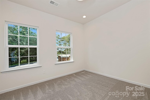 carpeted spare room featuring plenty of natural light