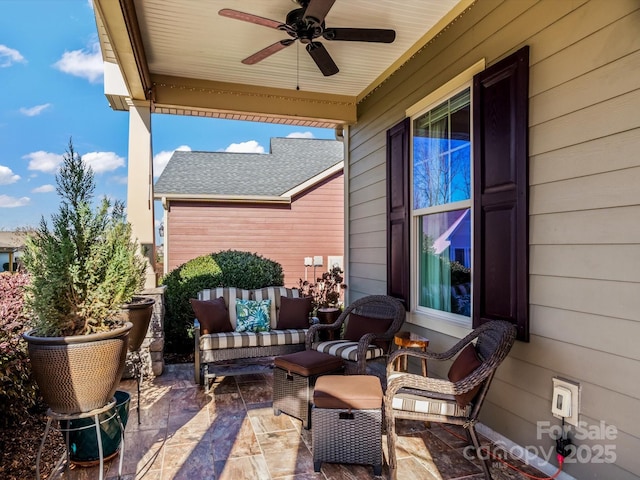 view of patio / terrace with ceiling fan