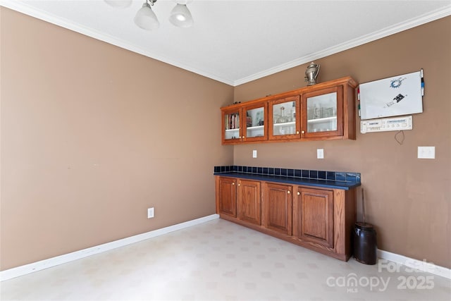 interior space with ornamental molding