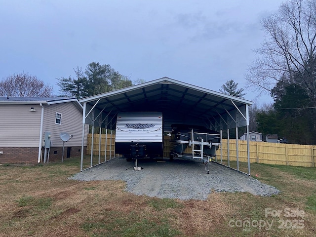 view of parking with a carport