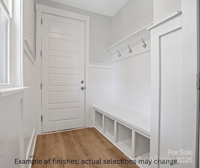 mudroom featuring light wood-type flooring