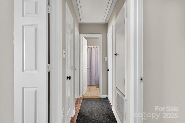 hallway with light carpet