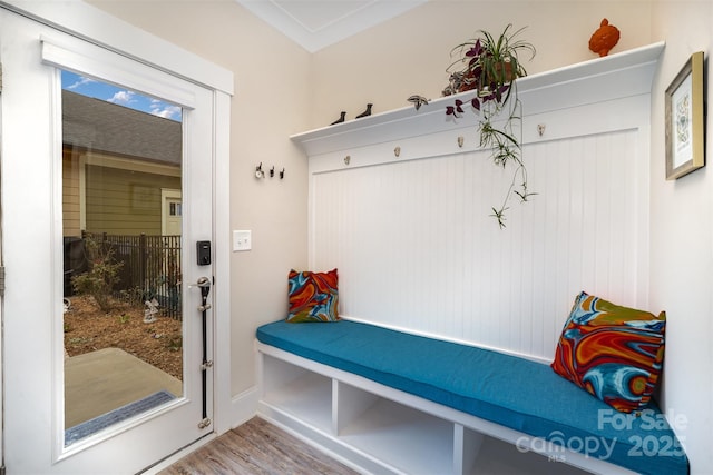 mudroom featuring hardwood / wood-style floors