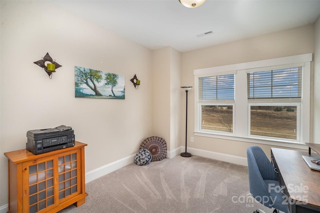 view of carpeted office space