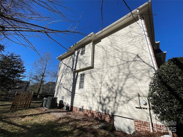 view of property exterior featuring central air condition unit