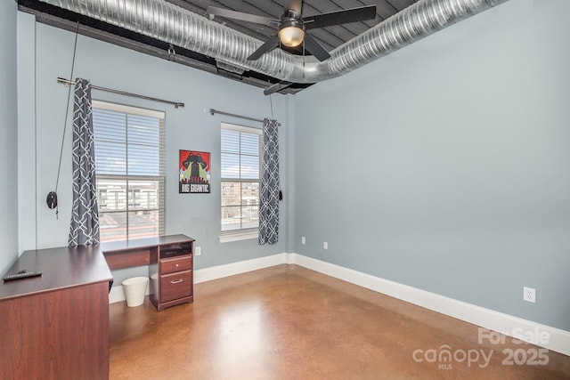 2338 Yadkin Ave Unit 505, Charlotte, NC 28205 - unfurnished office featuring concrete floors, baseboards, and ceiling fan
