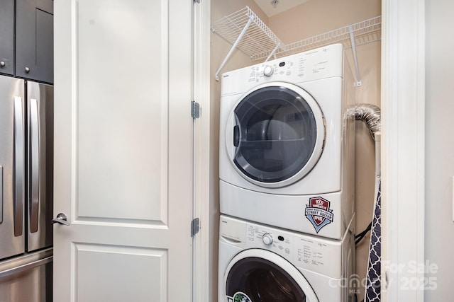 2338 Yadkin Ave Unit 505, Charlotte, NC 28205 - washroom with stacked washer and clothes dryer