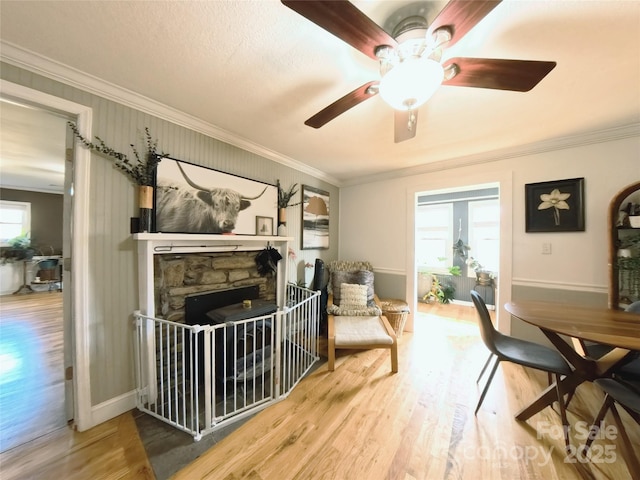 interior space featuring hardwood / wood-style floors and crown molding