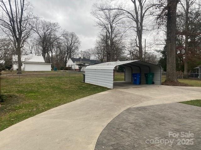 exterior space featuring a carport