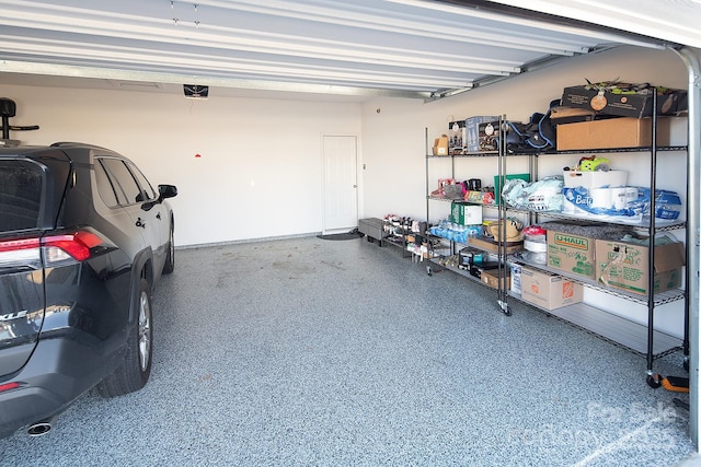 garage with a garage door opener