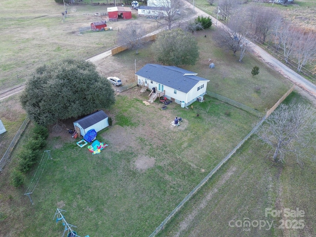 bird's eye view featuring a rural view