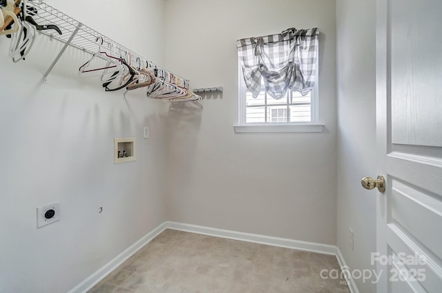 laundry area featuring electric dryer hookup and washer hookup