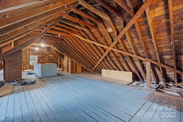 view of unfinished attic