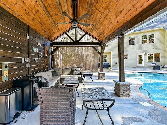 view of patio / terrace with an outdoor hangout area and ceiling fan