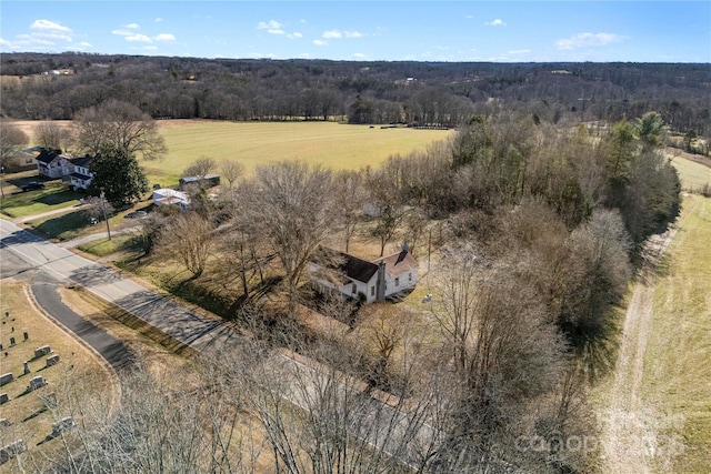 drone / aerial view with a rural view