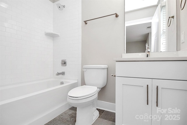 full bathroom featuring shower / bathing tub combination, vanity, and toilet