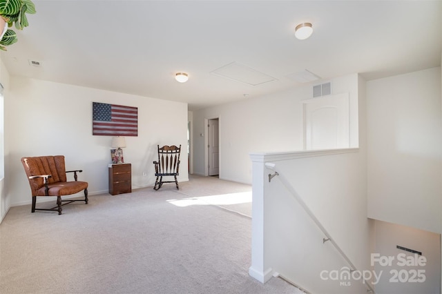 living area with carpet floors