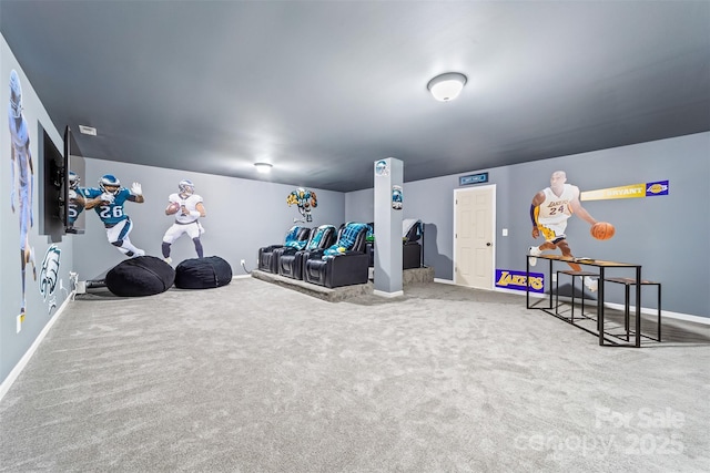 game room with carpet flooring