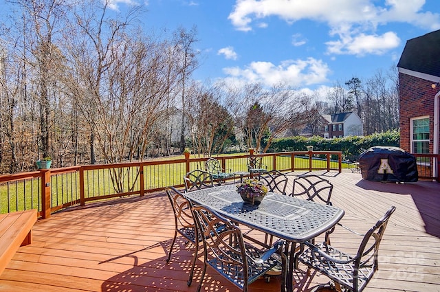 wooden terrace with grilling area