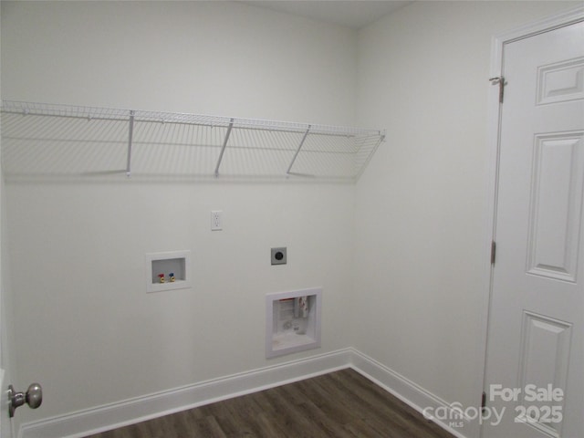 washroom featuring washer hookup, dark hardwood / wood-style floors, and hookup for an electric dryer