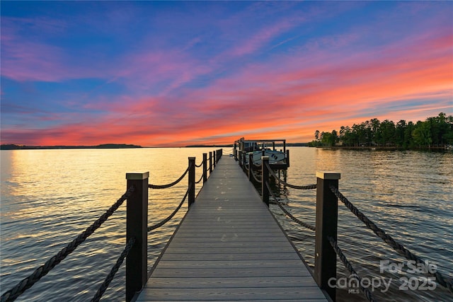 dock area featuring a water view