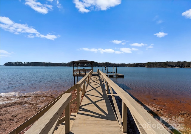 dock area featuring a water view