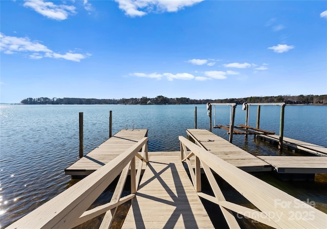 view of dock featuring a water view