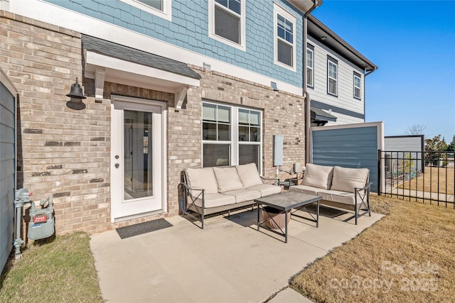 exterior space featuring outdoor lounge area