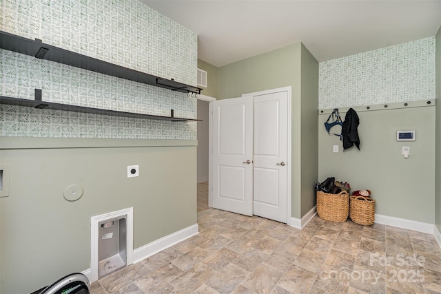 clothes washing area featuring electric dryer hookup