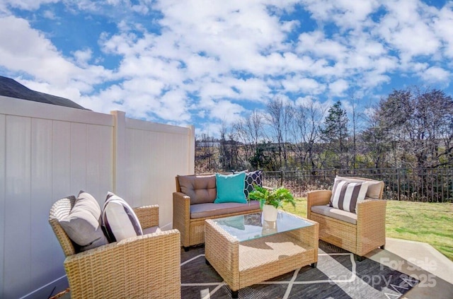 view of patio / terrace featuring an outdoor living space