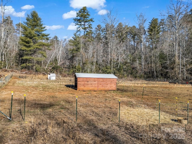 view of yard with an outbuilding